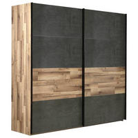 SCHWEBETÜRENSCHRANK 220/211/61 cm 2-türig Eichefarben, Dunkelgrau  - Eichefarben/Dunkelgrau, LIFESTYLE, Holzwerkstoff/Metall (220/211/61cm) - Ti'me