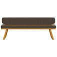 SITZBANK 190/80/52 cm Flachgewebe Graubraun, Eichefarben Eiche massiv  - Eichefarben/Graubraun, Basics, Holz/Textil (190/80/52cm) - Carryhome