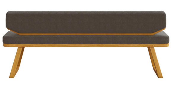 SITZBANK 190/80/52 cm Flachgewebe Graubraun, Eichefarben Eiche massiv  - Eichefarben/Graubraun, Basics, Holz/Textil (190/80/52cm) - Carryhome