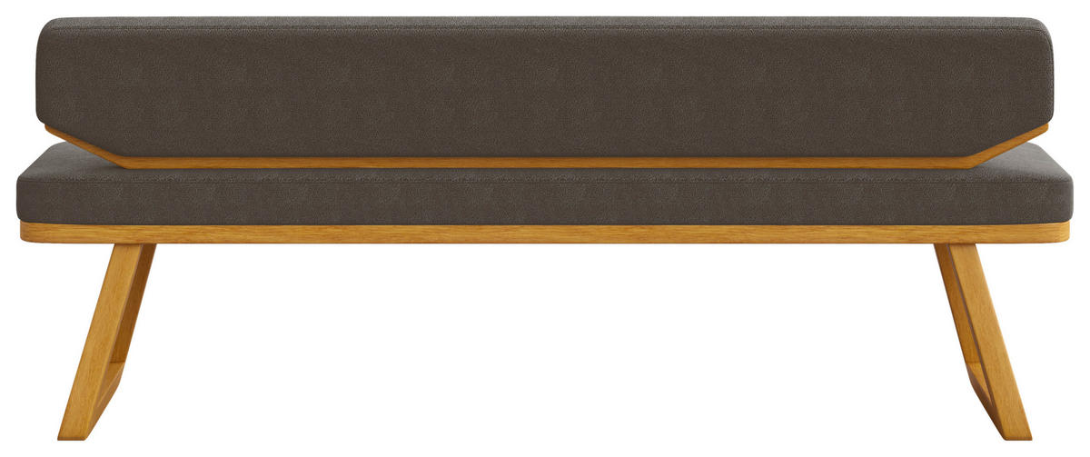 SITZBANK 190/80/52 cm Flachgewebe Eichefarben, Graubraun Eiche massiv  - Eichefarben/Graubraun, Basics, Holz/Textil (190/80/52cm) - Carryhome