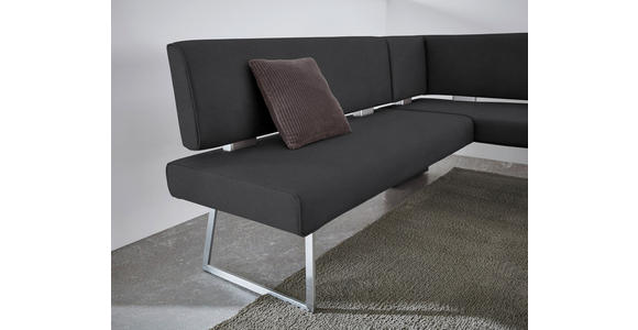 ECKBANK 196/137 cm  in Schwarz, Edelstahlfarben  - Edelstahlfarben/Schwarz, Design, Textil/Metall (196/137cm) - Dieter Knoll