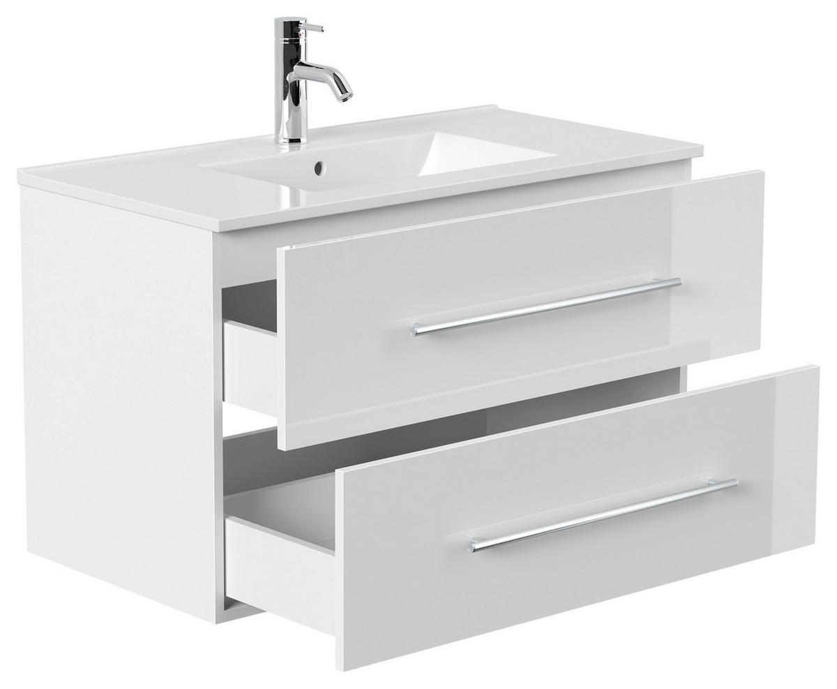 WASCHTISCHKOMBI 91 cm  - Weiß Hochglanz/Weiß, Basics, Keramik/Holzwerkstoff (91cm) - MID.YOU