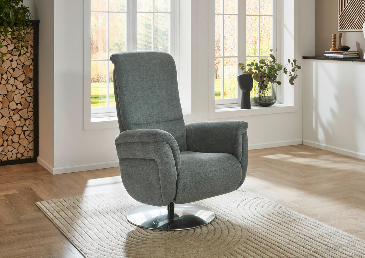 RELAXSESSEL Textil Blaugrau  - Edelstahlfarben/Blaugrau, Konventionell, Textil/Metall (79/112/94cm) - Beldomo Premium