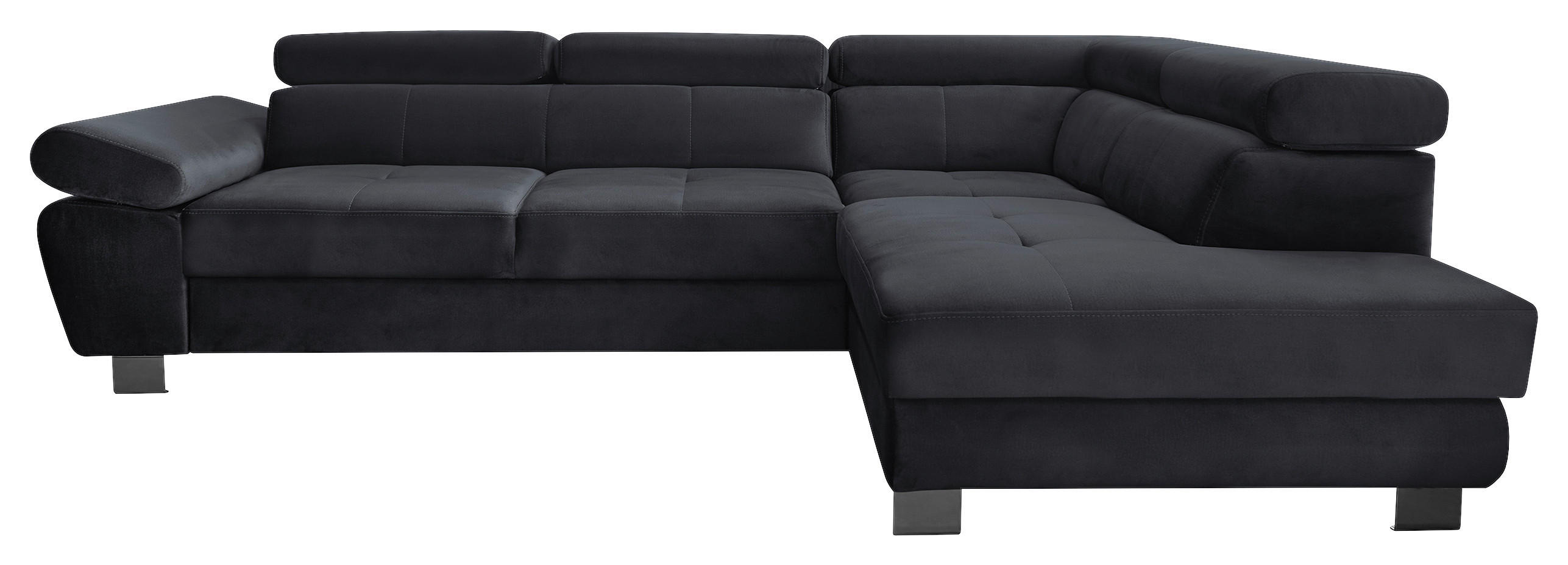 ECKSOFA  in Webstoff Schwarz  - Chromfarben/Schwarz, MODERN, Textil/Metall (278/205cm) - Stylife