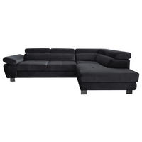 ECKSOFA Webstoff Schwarz  - Chromfarben/Schwarz, Modern, Textil/Metall (278/205cm) - Stylife