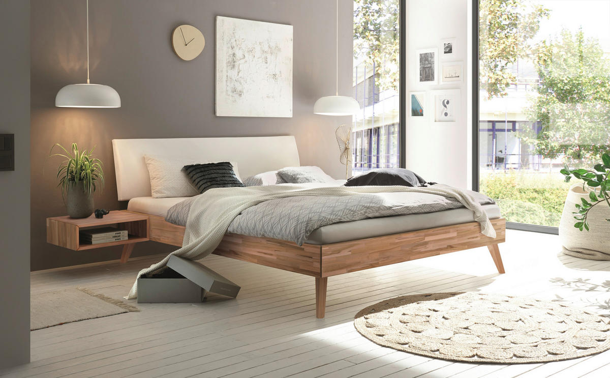 BETT 160/200 cm  in Kernbuche  - Buchefarben/Kernbuche, Design, Holz (160/200cm) - Hasena