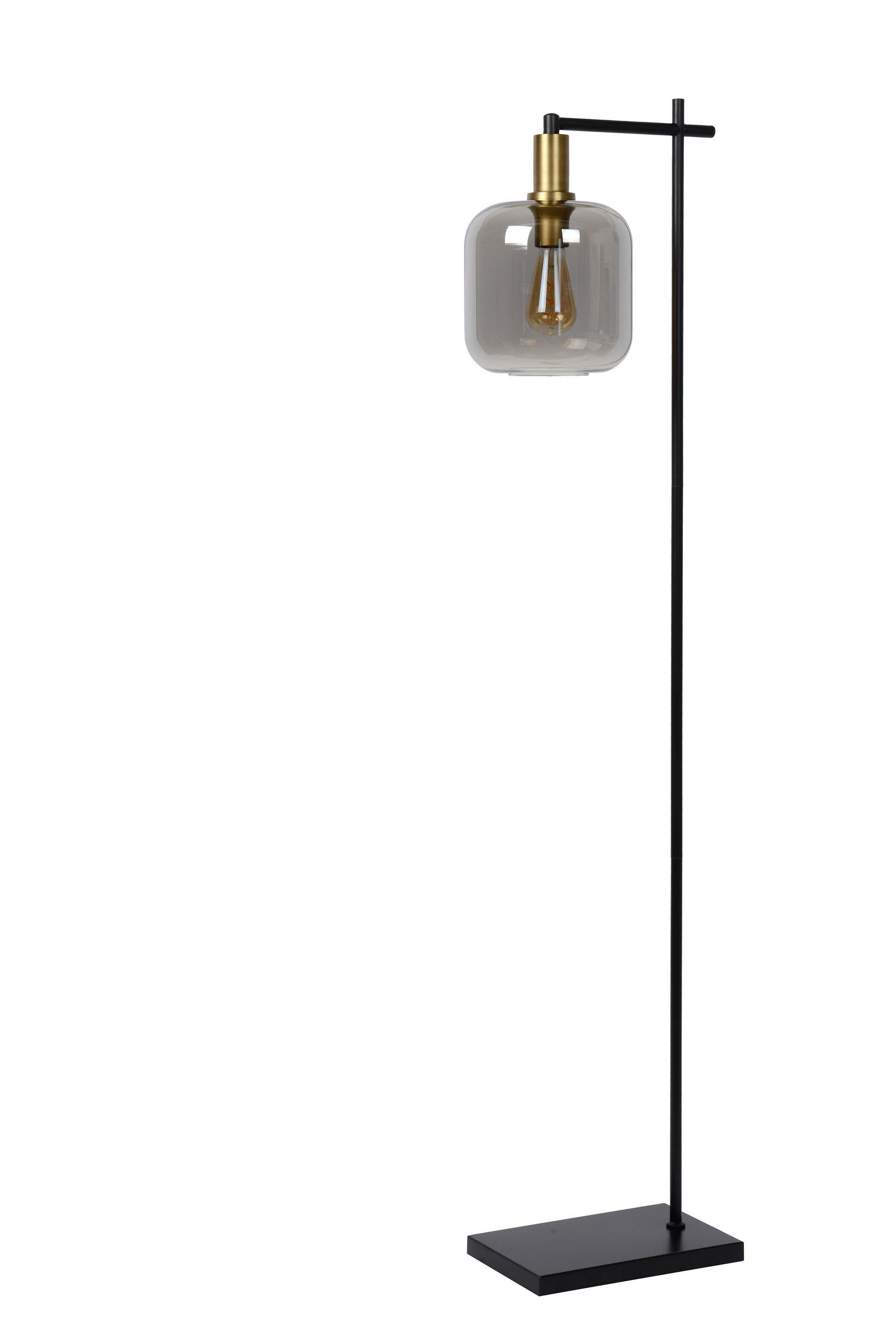 STEHLEUCHTE 35.5/31/150 cm - Hellgrau/Schwarz, Design, Glas/Metall (35.5/31/150cm) - Lucide