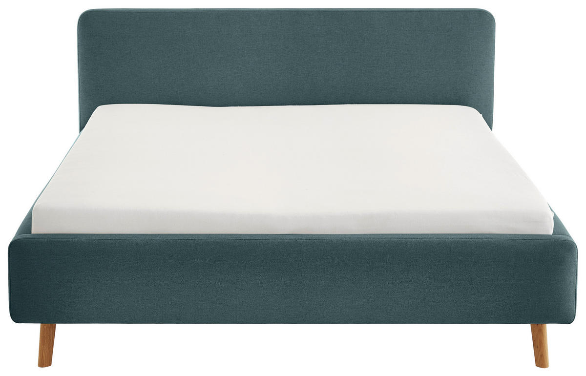 POLSTERBETT 180/200 cm  in Blau  - Blau/Eichefarben, Design, Holz/Textil (180/200cm) - Xora