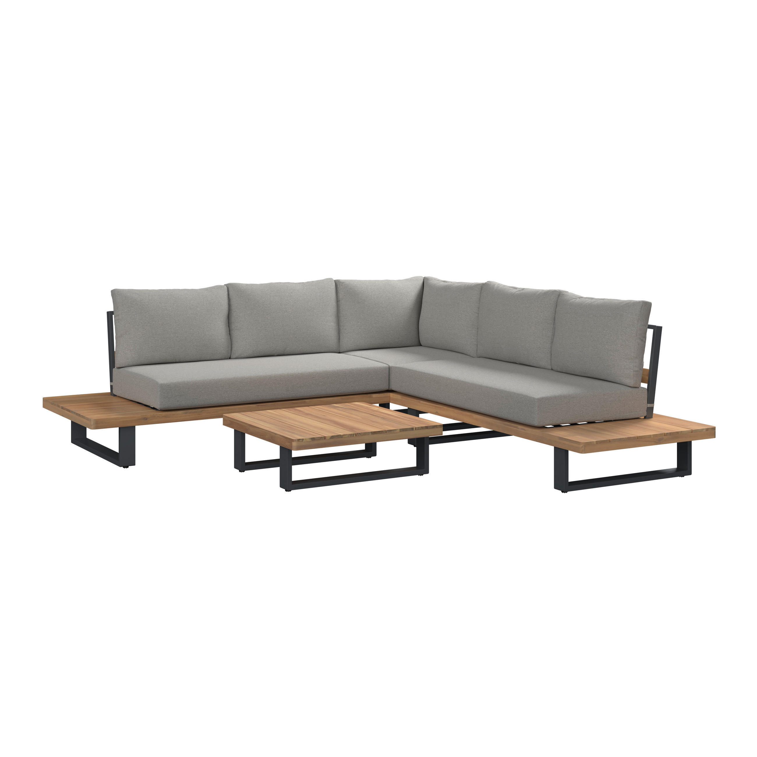 LOUNGEGARNITUR 4-teilig  232/232 cm  Akazie massiv Stahl  - Taupe/Anthrazit, Natur, Holz/Textil (232/232cm) - Ambia Garden