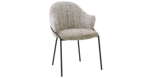 ARMLEHNSTUHL  Lederauswahl, Stoffauswahl beflockt  - Taupe/Anthrazit, Design, Textil/Metall (55/84/55cm) - Belluti
