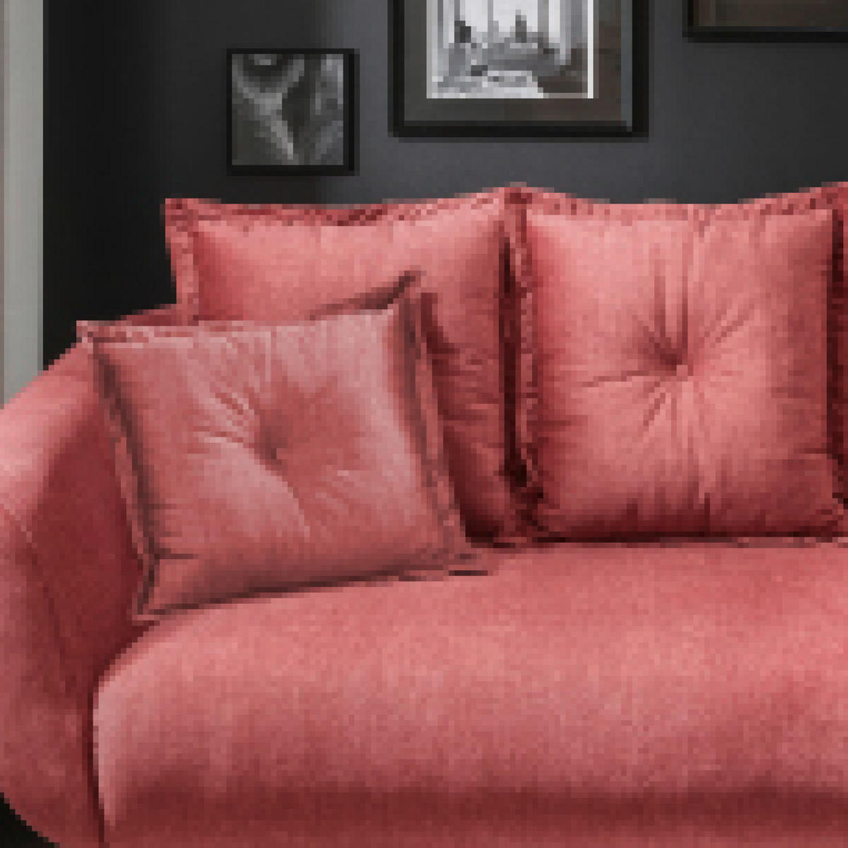 2,5-SITZER in Velours Koralle  - Koralle/Schwarz, Modern, Holz/Textil (196/94/103cm) - Livetastic