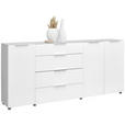 SIDEBOARD in 225/101/40,5 cm - Chromfarben/Weiß Hochglanz, Basics, Glas/Holzwerkstoff (225/101/40,5cm) - Voleo
