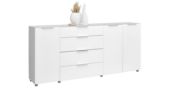 SIDEBOARD in 225/101/40,5 cm - Chromfarben/Weiß Hochglanz, Basics, Glas/Holzwerkstoff (225/101/40,5cm) - Voleo