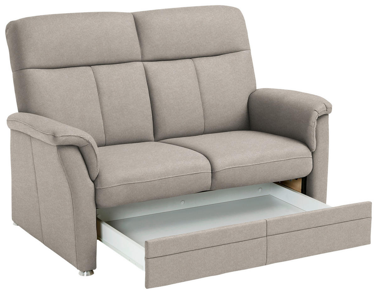 2-SITZER-SOFA  in Flachgewebe Beige  - Beige/Alufarben, KONVENTIONELL, Textil/Metall (142/100/89cm) - Beldomo Comfort