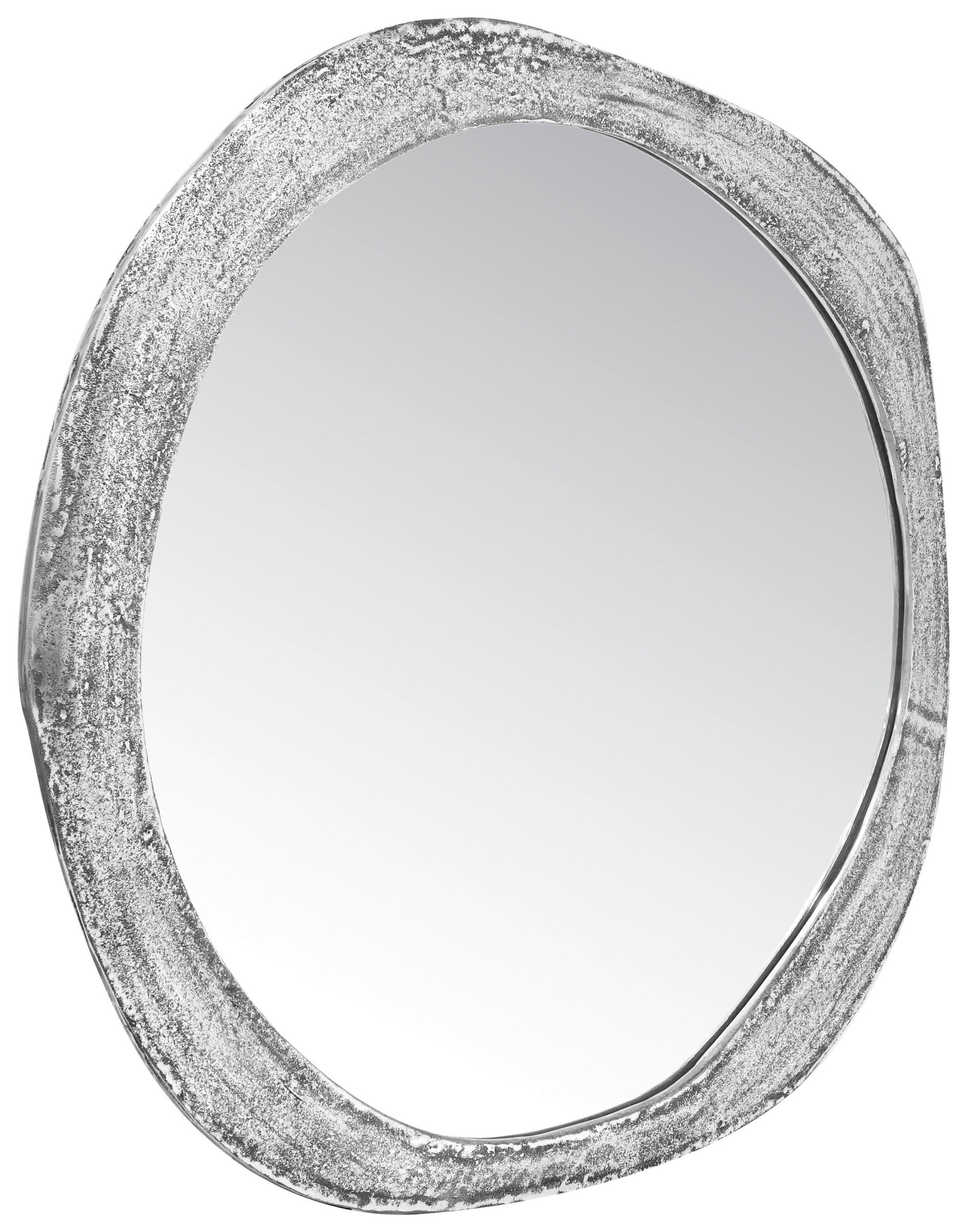 WANDSPIEGEL 88/90/4 cm    in wellenförmig  - Silberfarben, KONVENTIONELL, Glas/Metall (88/90/4cm)