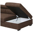 ECKSOFA Dunkelbraun Lederlook Bettkasten, Schlaffunktion, Rücken echt, Kopfteilverstellung, Sitztiefenverstellung  - Dunkelbraun/Schwarz, Design, Kunststoff/Textil (263/230cm) - Hom`in