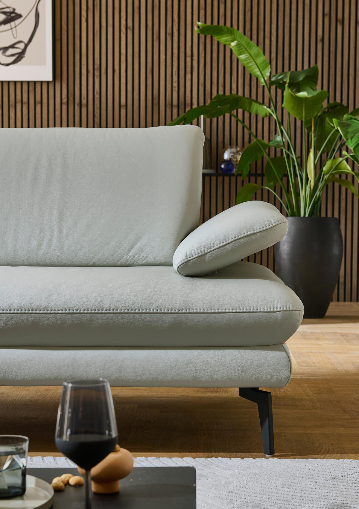 ECKSOFA in Echtleder Silberfarben  - Silberfarben/Schwarz, Design, Leder/Metall (308/195cm) - Dieter Knoll