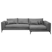 ECKSOFA in Flachgewebe Dunkelgrau  - Dunkelgrau/Schwarz, Design, Textil/Metall (313/172cm) - Livetastic