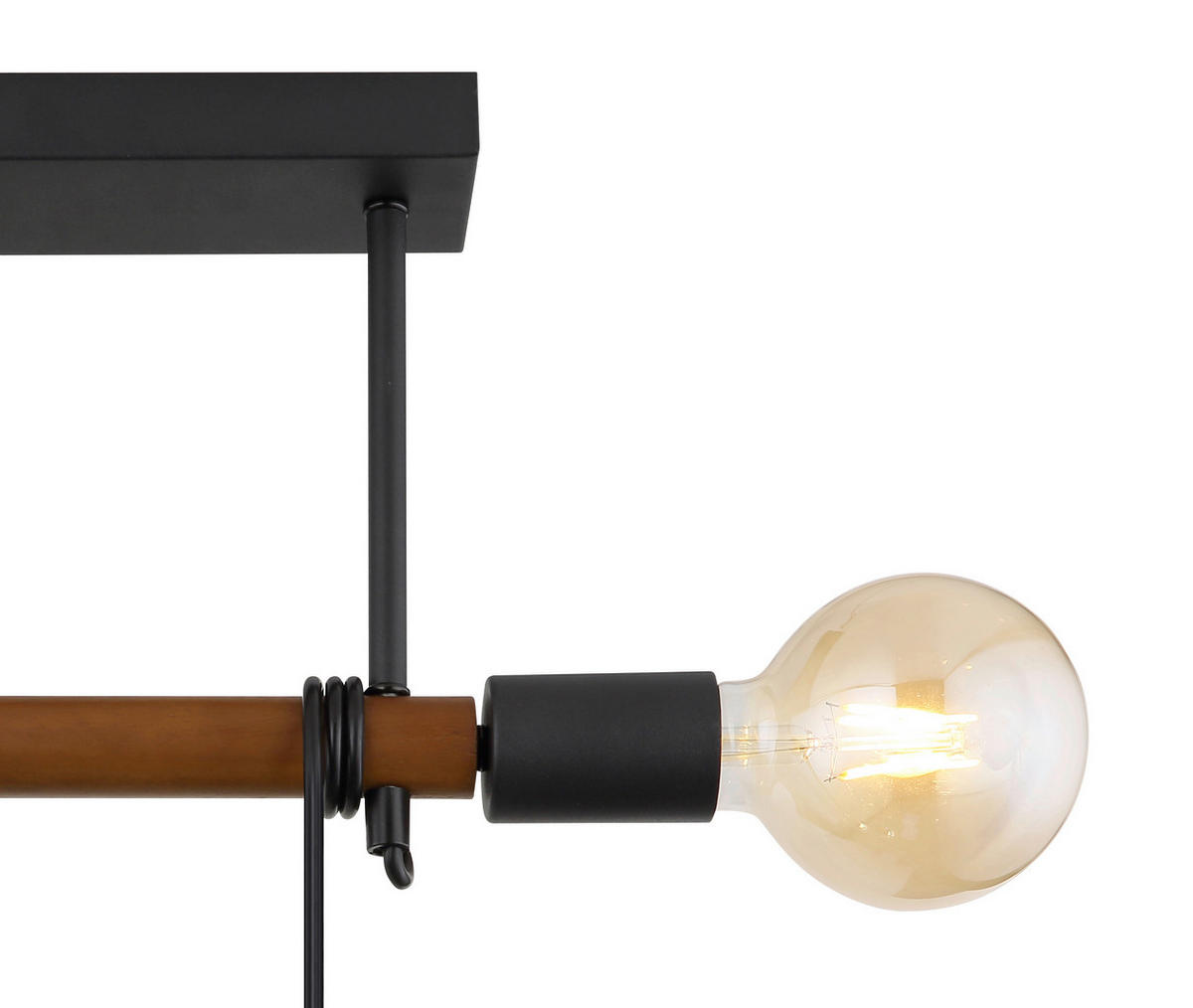 HÄNGELEUCHTE 39/6/100 cm   - Schwarz/Braun, Basics, Holz/Metall (39/6/100cm) - Globo