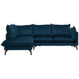 ECKSOFA in Samt Dunkelblau  200/241 cm  - Schwarz/Dunkelblau, Design, Textil/Metall (200/241cm) - Carryhome