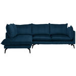 ECKSOFA in Samt Dunkelblau  200/241 cm  - Schwarz/Dunkelblau, Design, Textil/Metall (200/241cm) - Carryhome