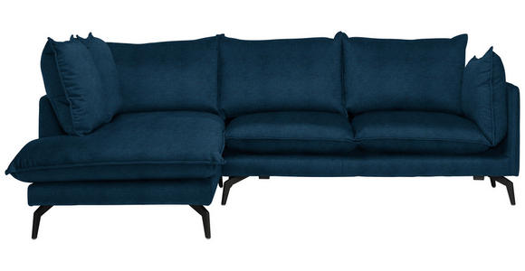 ECKSOFA in Samt Dunkelblau  200/241 cm  - Schwarz/Dunkelblau, Design, Textil/Metall (200/241cm) - Carryhome