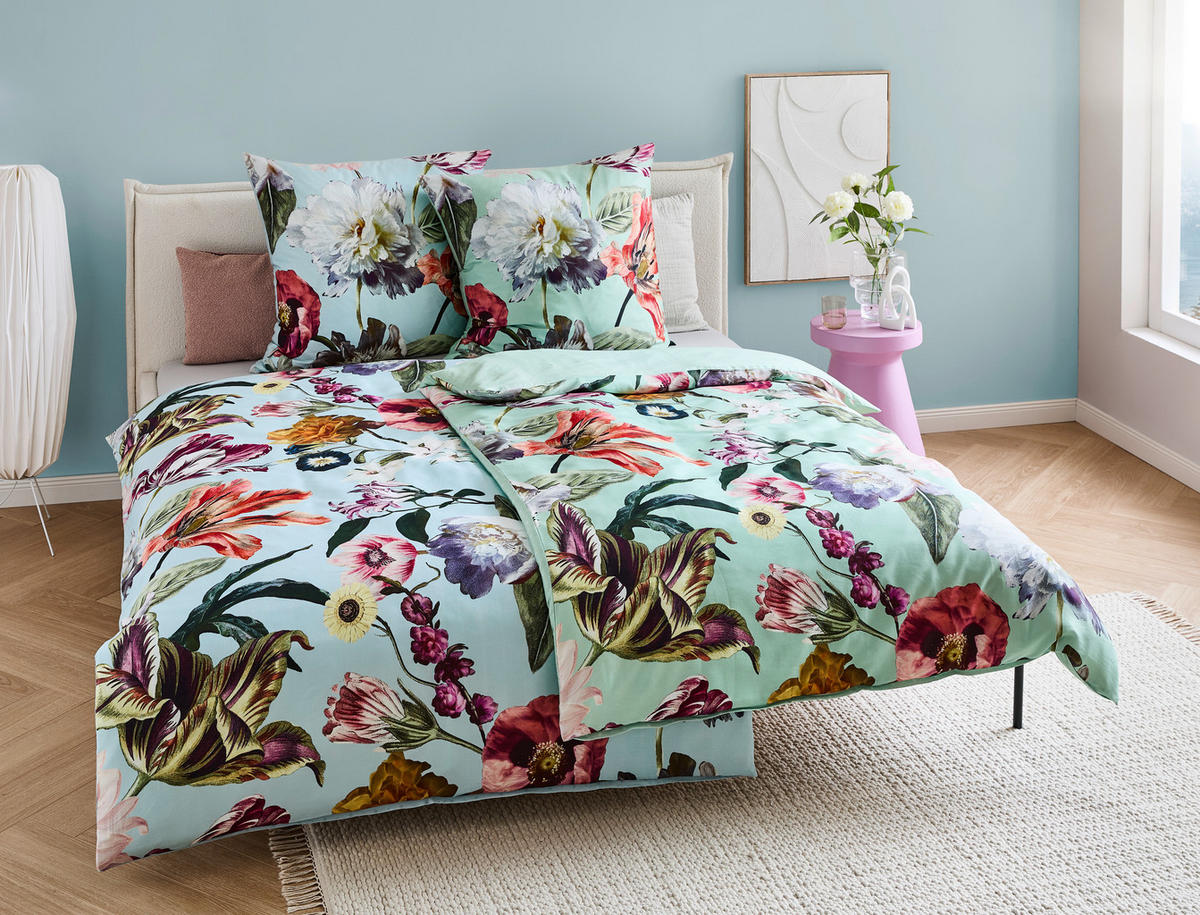 WENDEBETTWÄSCHE FILOU Satin 135/200 cm  - Pastellblau, KONVENTIONELL, Textil (135/200cm) - Essenza