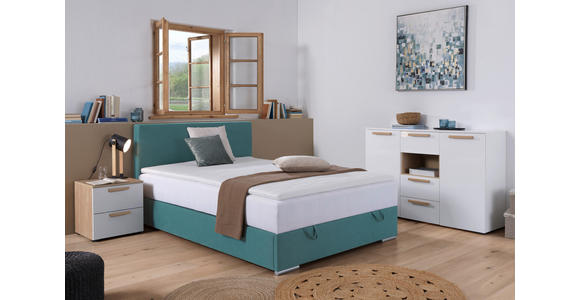 BOXBETT 140/200 cm  in Petrol  - Chromfarben/Petrol, KONVENTIONELL, Kunststoff/Textil (140/200cm) - Carryhome