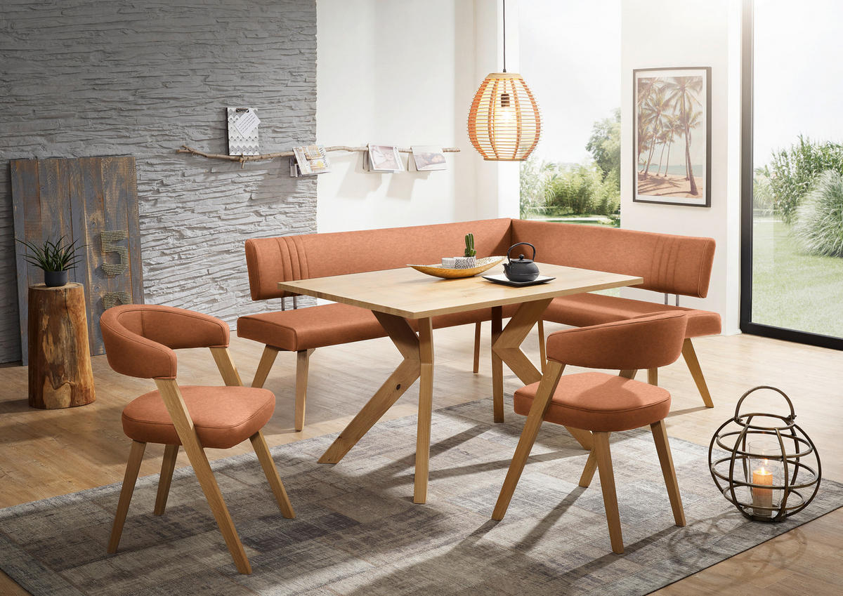 ECKBANK 220/160 cm  in Cognac, Wildeiche  - Wildeiche/Eichefarben, Design, Holz/Textil (220/160cm) - Venda
