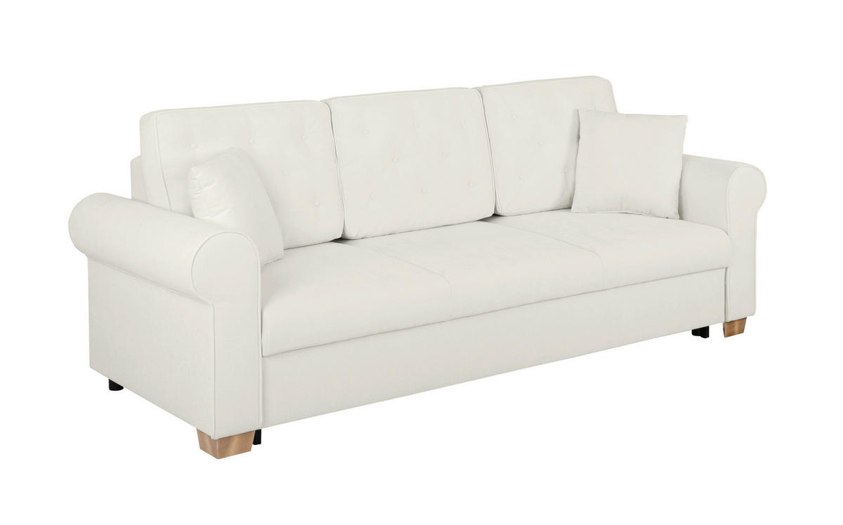 SCHLAFSOFA in Chenille Hellgrau  - Buchefarben/Hellgrau, Design, Holz/Textil (240/94/98cm) - MID.YOU