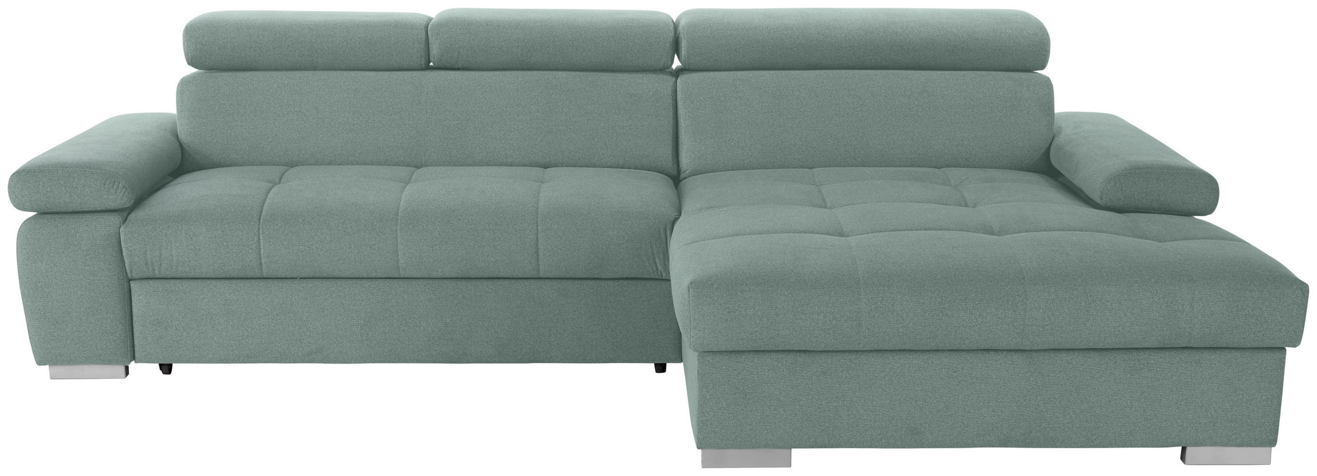 ECKSOFA Grün Velours  - Silberfarben/Grün, Design, Holz/Textil (292/183cm) - Livetastic