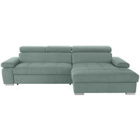 ECKSOFA in Velours Grün  292/183 cm  - Silberfarben/Grün, Design, Holz/Textil (292/183cm) - Livetastic