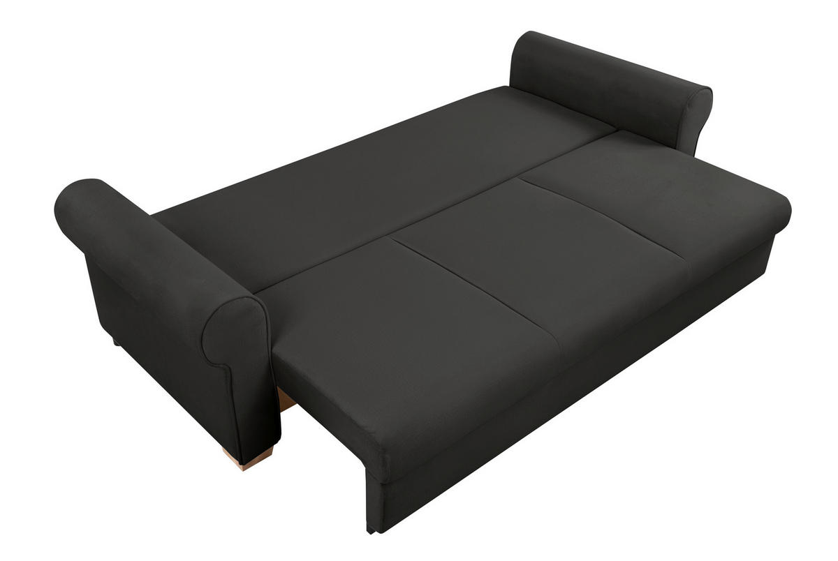 SCHLAFSOFA  mit Bettkasten erhältlich, Liegefunktion, Rücken echt, Armteil links, Armteil rechts Schwarz  - Buchefarben/Schwarz, Design, Holz/Textil (240/94/98cm) - MID.YOU