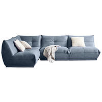 ECKSOFA in Lederlook Blaugrau  - Blaugrau, Trend, Textil (210/315cm) - Livetastic