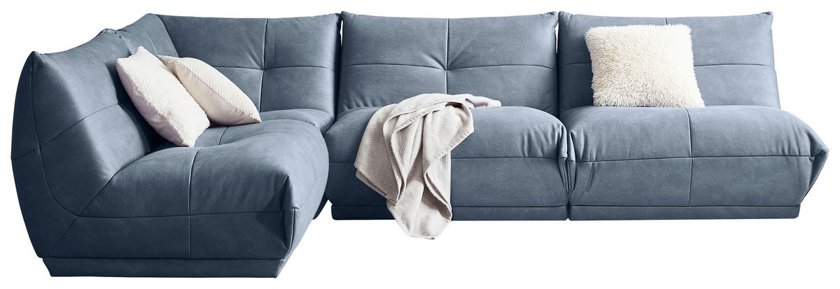 ECKSOFA in Lederlook Blaugrau  - Blaugrau, Trend, Textil (210/315cm) - Livetastic