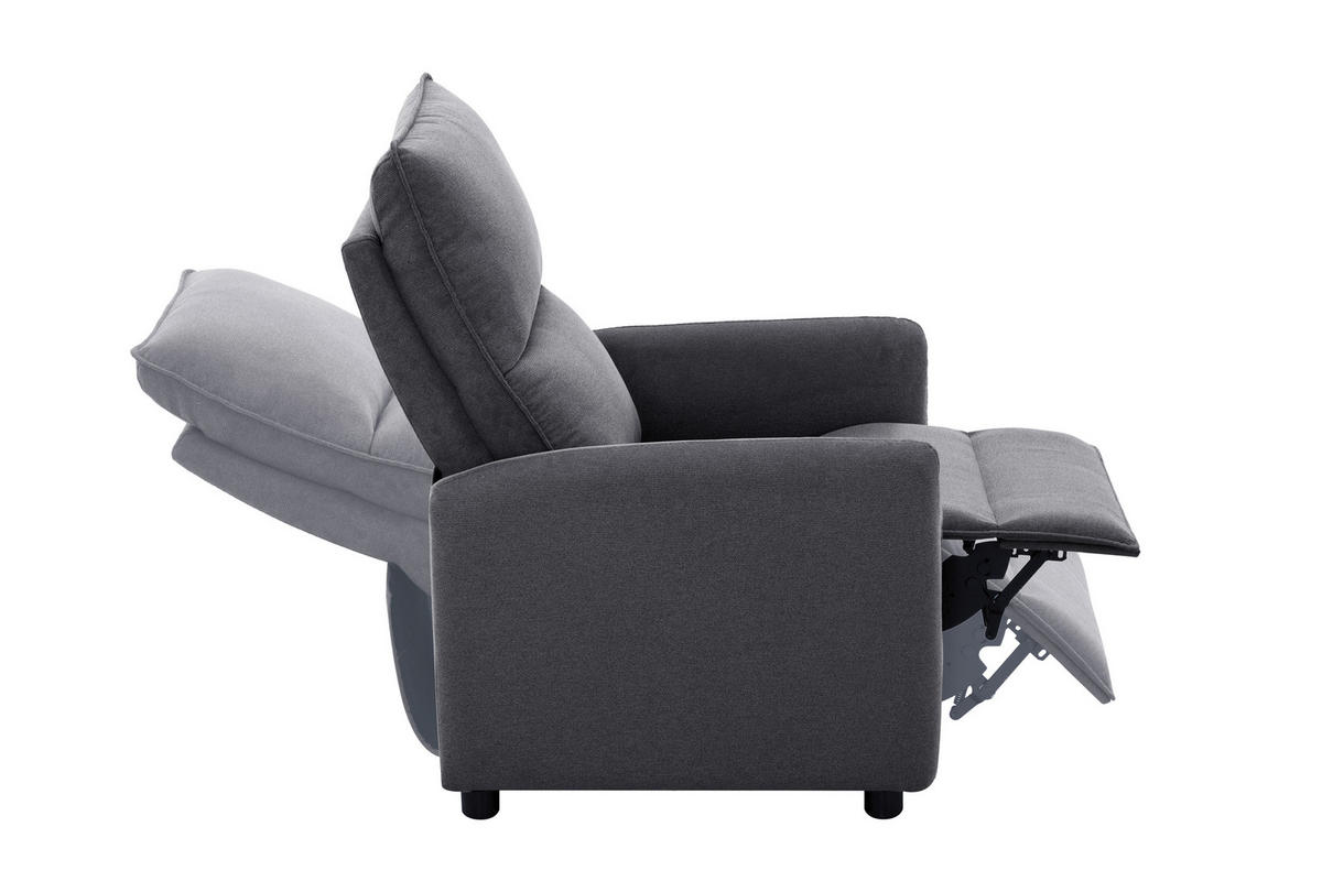 Fotoliu Pentru Televizor din lemn, metal, plastic, textil, gri închis - gri închis/negru, Konventionell, plastic/lemn (74/101/95cm) - Carryhome