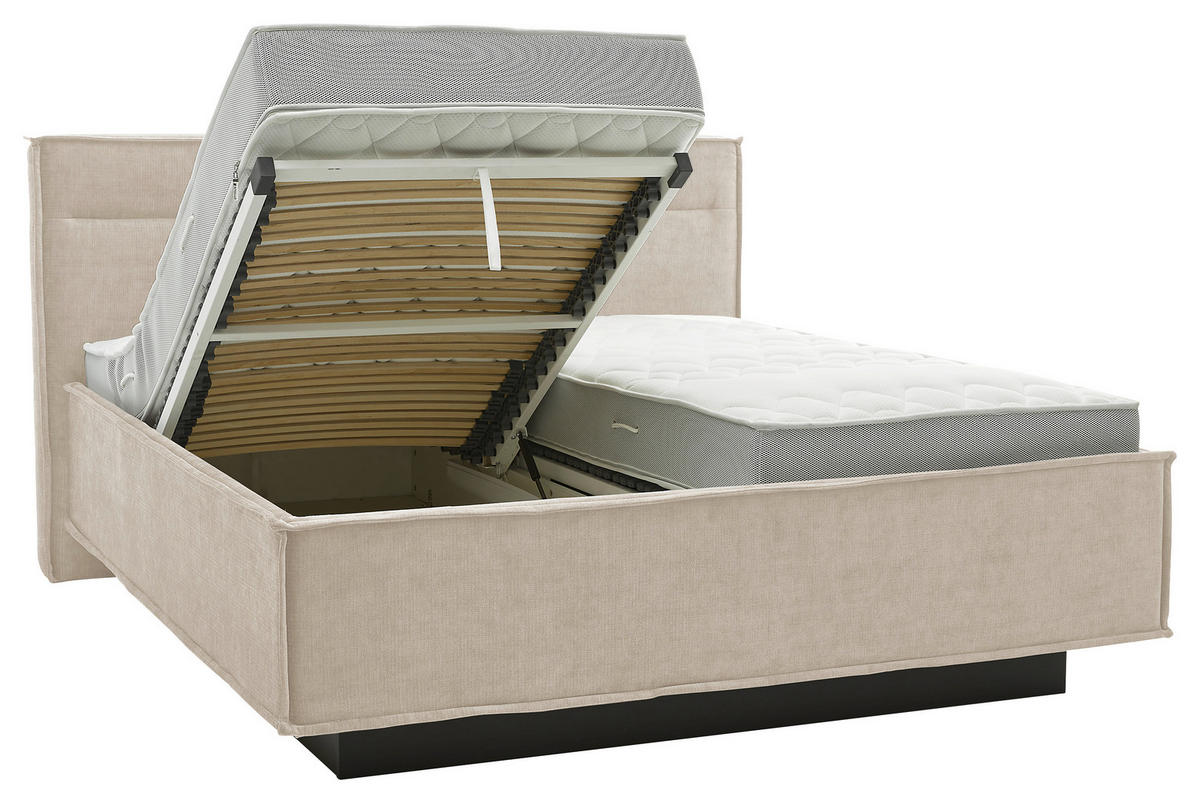 POLSTERBETT gepolstertes Kopfteil, Bettkasten, Lattenroste, Matratzen 180/200 cm  in Creme  - Schieferfarben/Creme, Design, Textil (180/200cm) - Musterring