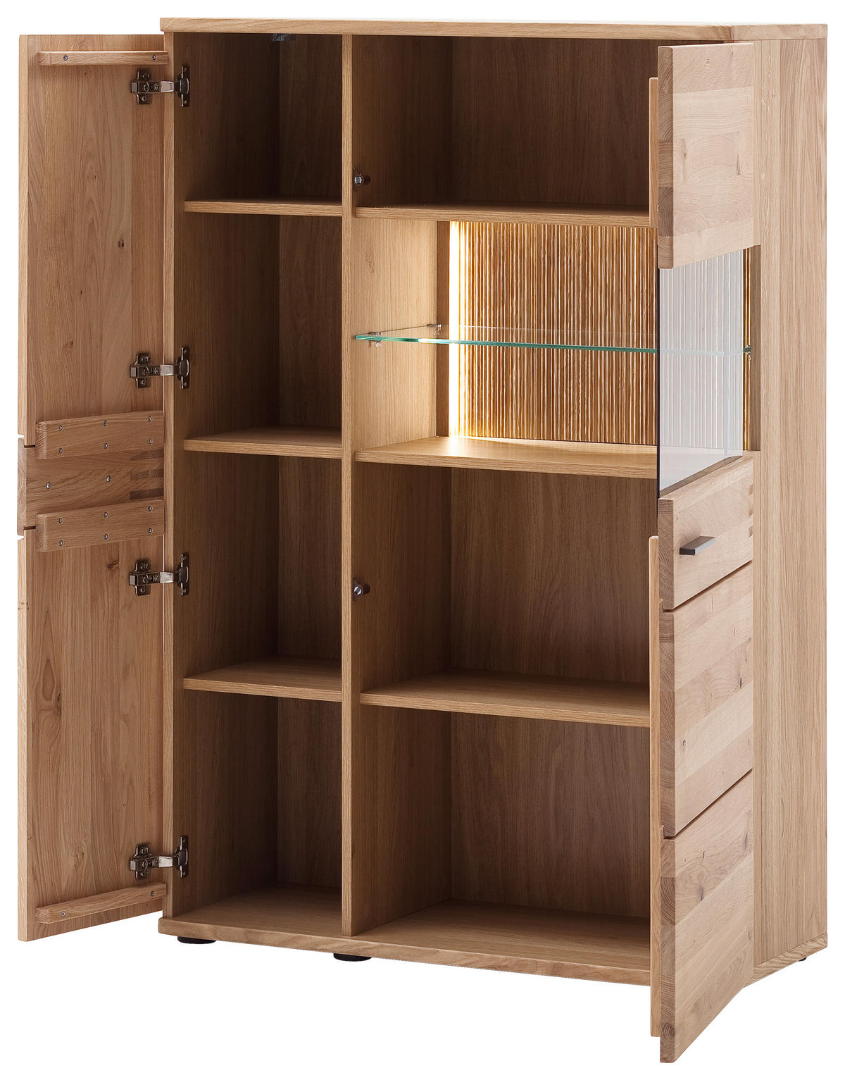 HIGHBOARD , 90/136/37 cm,  - Eichefarben/Anthrazit, Design, Glas/Holz (90/136/37cm) - Livetastic