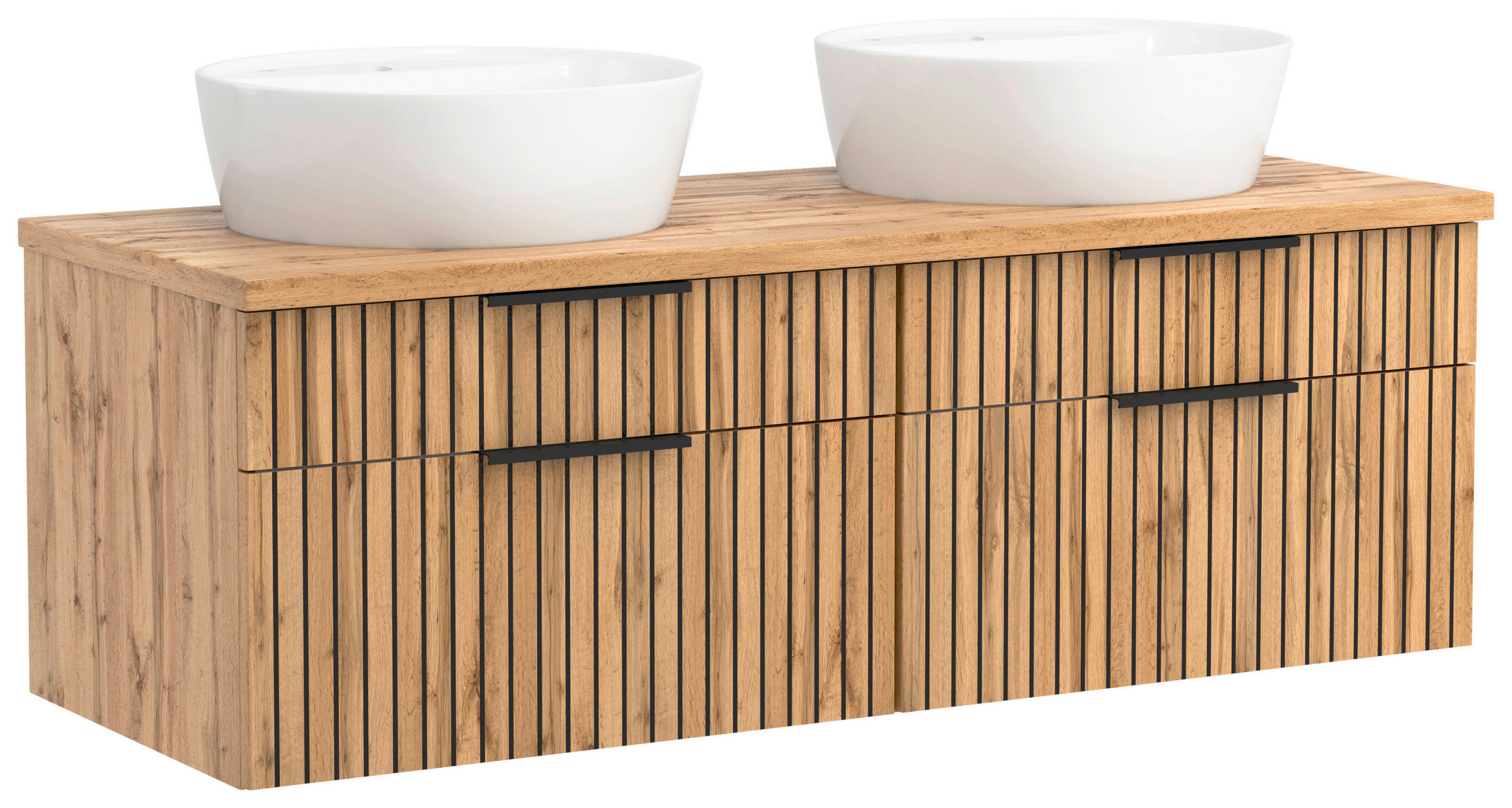 WASCHTISCHKOMBI 120 cm  - Eiche Wotan/Schwarz, MODERN, Holzwerkstoff/Stein (120cm) - Held