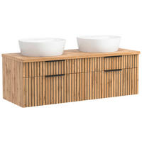 WASCHTISCHKOMBI 120 cm  - Eiche Wotan/Schwarz, MODERN, Holzwerkstoff/Stein (120cm) - Held