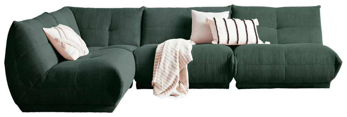 ECKSOFA in Cord Dunkelgrün  - Dunkelgrün, Trend, Textil (210/315cm) - Livetastic