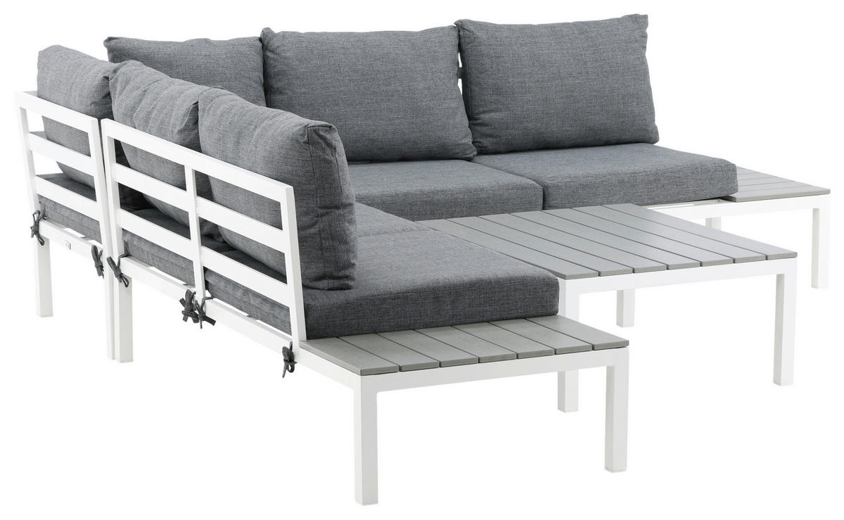 LOUNGEGARNITUR 133/167 cm Aluminium  - Weiß, KONVENTIONELL, Metall (133/167cm) - Gardenson