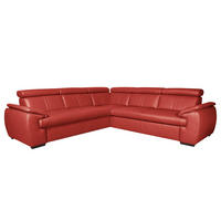 ECKSOFA  in Echtleder Rot  - Wengefarben/Rot, Design, Leder/Holz (265/265cm) - Livetastic
