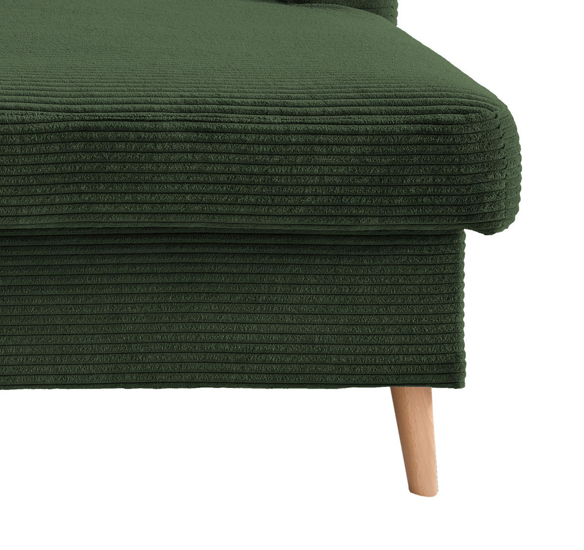 ECKSOFA Dunkelgrün Cord  - Dunkelgrün/Naturfarben, Design, Holz/Textil (228/150cm) - P & B