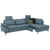 ECKSOFA inkl. Funktionen Sense Petrol Cord, Velours  - Petrol/Schwarz, Design, Textil/Metall (291/197cm) - Beldomo Style