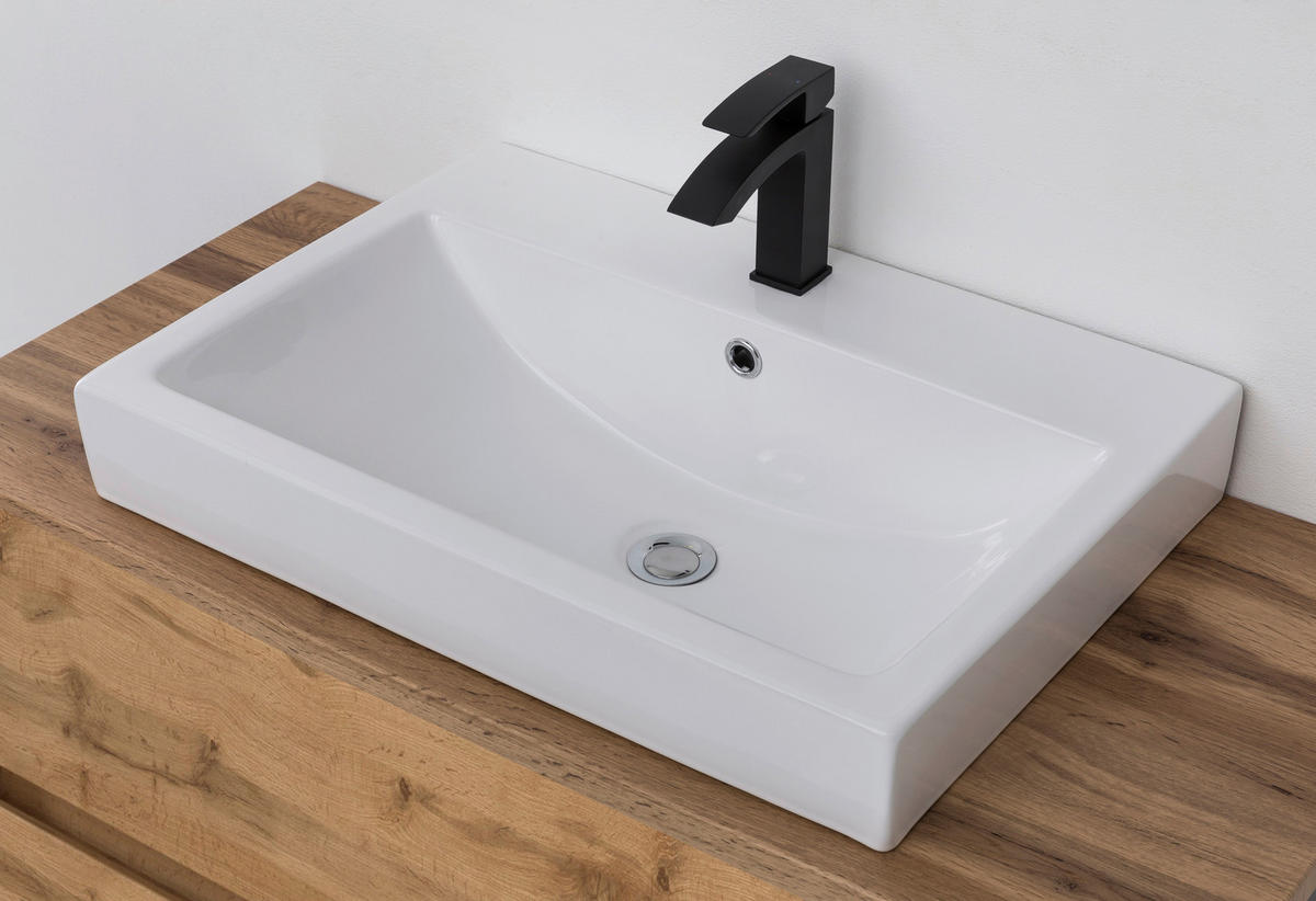 BADEZIMMER  in 100 cm  - Eiche Wotan/Weiß, MODERN, Keramik/Holzwerkstoff (100cm) - Held