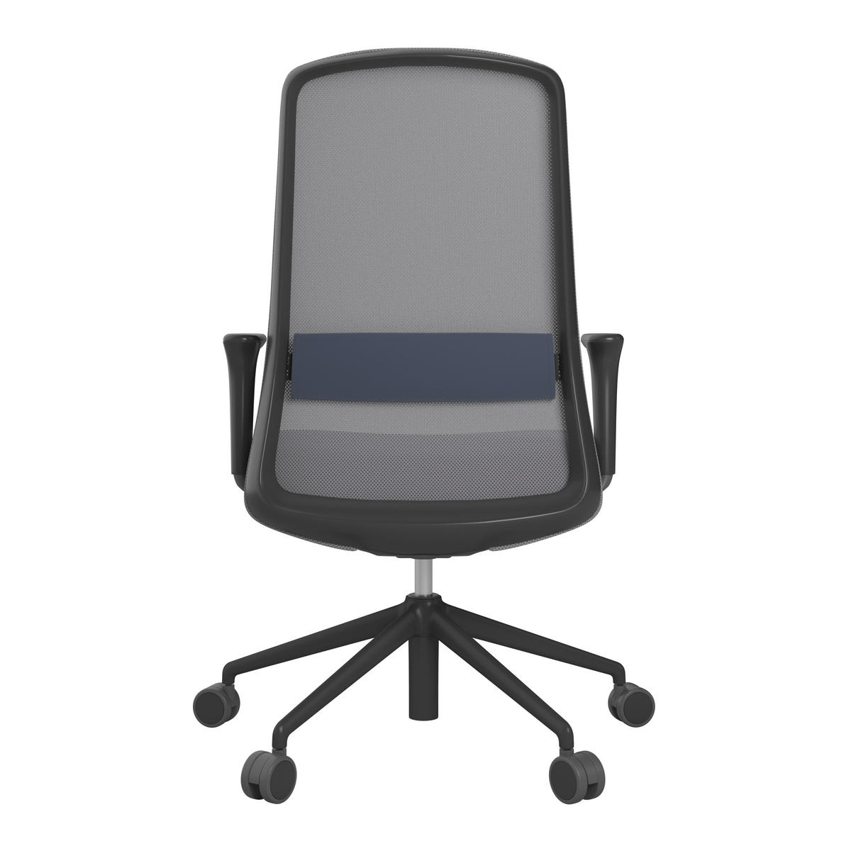 DREHSTUHL Lederlook Grau, Schwarz, Dunkelblau  - Schwarz/Dunkelblau, MODERN, Kunststoff/Textil (70/103-115/70cm)
