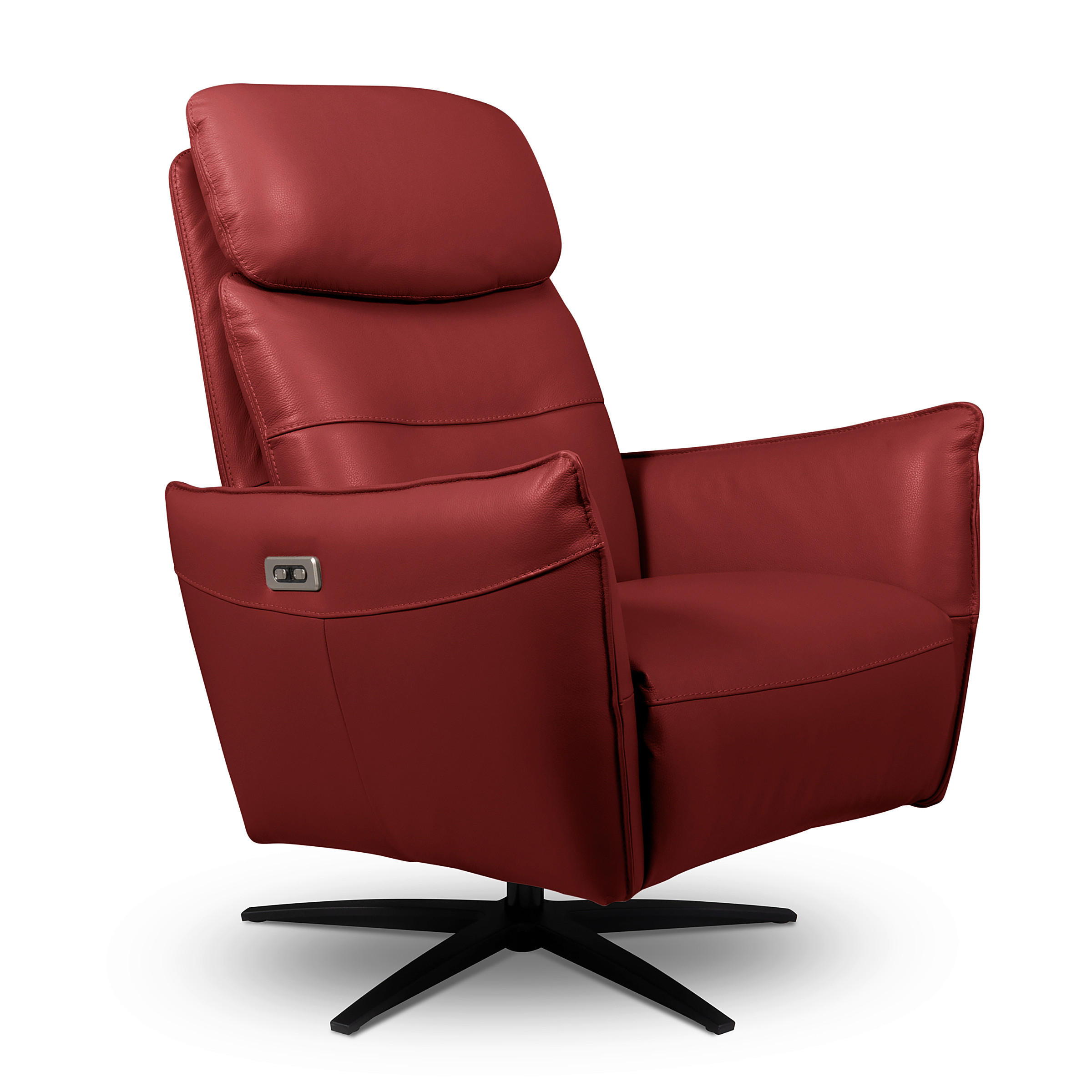 RELAXSESSEL Leder Rot  - Rot/Schwarz, Design, Leder/Metall (77/107/88cm) - Livetastic