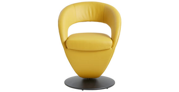 STUHL in Echtleder pigmentiert Leder - Gelb/Schwarz, Design, Leder/Metall (62/86/61cm) - Moderano