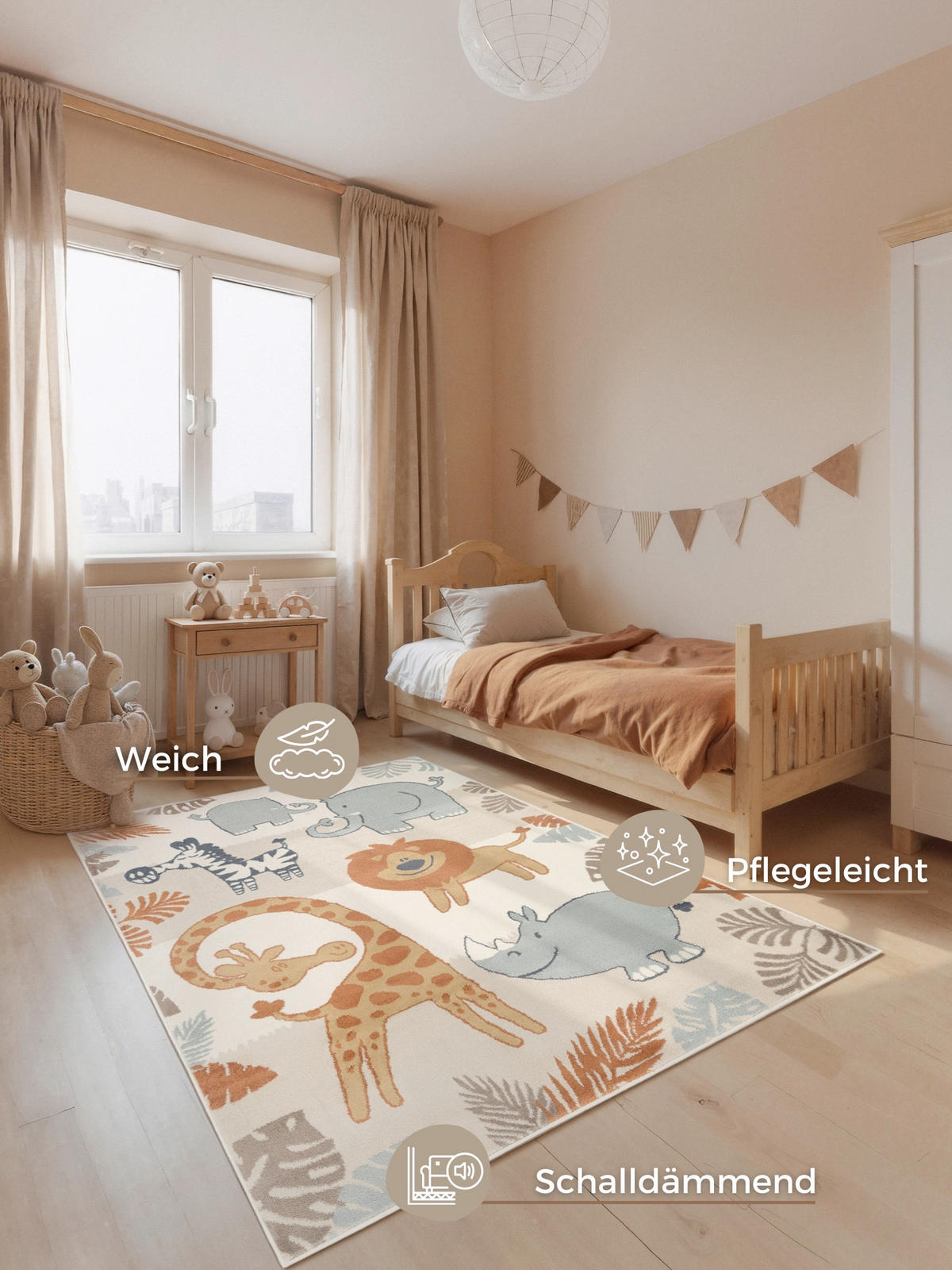 KINDERTEPPICH 200/290 cm Adventures Tier  - Multicolor/Creme, Design, Kunststoff/Textil (200/290cm) - Hanse Home